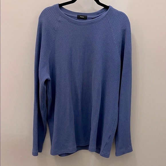Theory Men’s River Top Waffle Knit Blue Size XXL Organic Cotton - Picture 2 of 7
